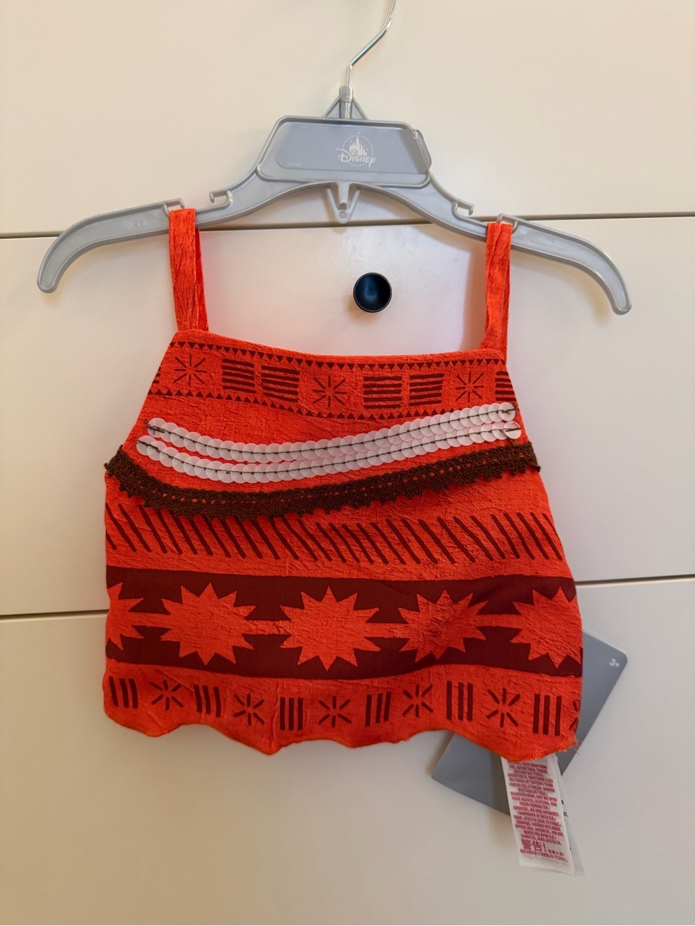 Disney Moana Orange Red Patterned Tank Top & Skirt set. Sz 4 NWT.